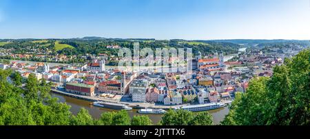 Vista su Passau, Baviera, Germania Foto Stock