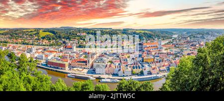 Vista su Passau, Baviera, Germania Foto Stock