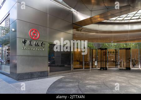 New York, NY, USA - 17 agosto 2022: La filiale della Bank of China a New York, NY, USA, 17 agosto 2022. Foto Stock