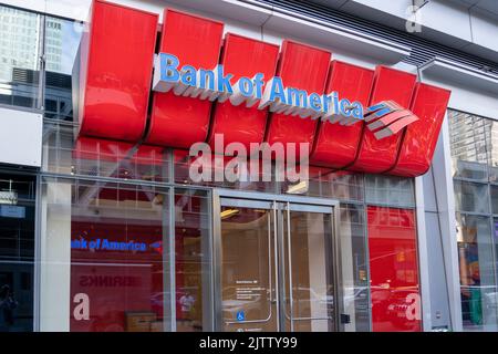 Una filiale della Bank of America a New York, USA. Foto Stock