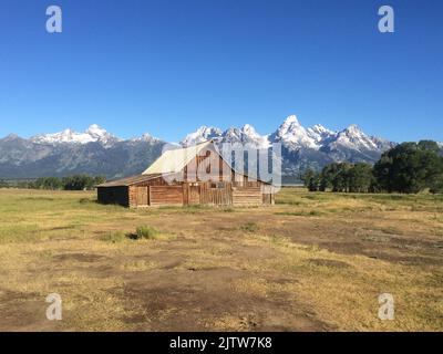 Fienile famoso nel quartiere storico del Wyoming Foto Stock