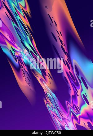 Colore acido psichedelico forma d'onda e sfondo texture. Illustrazione vettoriale. Illustrazione Vettoriale