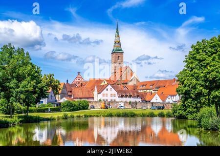 Mura storiche della città di Wolframs Eschenbach, Baviera, Germania Foto Stock