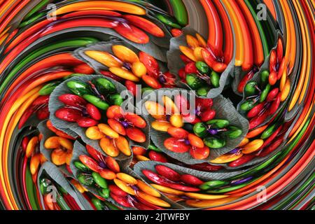 Un'immagine astratta di Confetti Flowers scattata a Sulmona, in Italia. Foto Stock