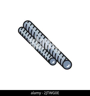 Tondini per rinforzare calcestruzzo icona di contorno isolato. Prodotto in acciaio inossidabile laminato vettoriale, profilo del tubo in alluminio, tubo del cilindro dell'armatura Illustrazione Vettoriale