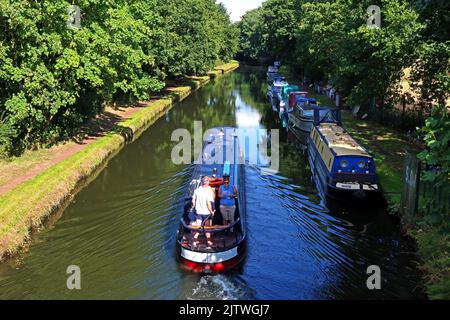 Chiatte del canale sul Bridgewater, a Pickering's Bridge, Thelwall, Warrington, Cheshire, INGHILTERRA, REGNO UNITO, WA4 2JQ Foto Stock