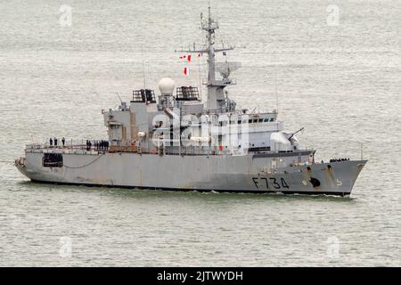 Frigate Vendemiaire (F 734), classe Floreal, della Marina francese, visita Auckland, Nuova Zelanda mercoledì 13 luglio 2022. Foto: David Rowland / One-Image.com Foto Stock