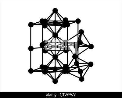 Reticolo volumetrico in cristallo. La posizione degli atomi in un cristallo. Illustrazione vettoriale. Illustrazione Vettoriale