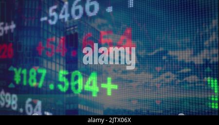 Immagine dell'elaborazione dei dati su edifici moderni Foto Stock