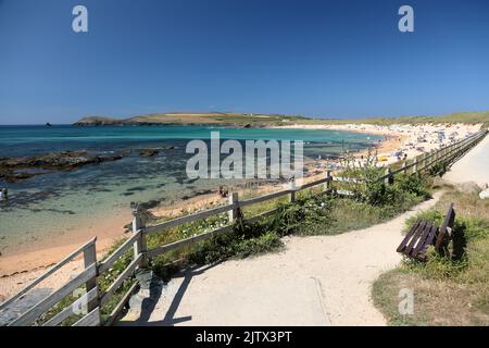 Chair Cove vicino a Constantine Bay in Cornovaglia, Regno Unito. Foto Stock