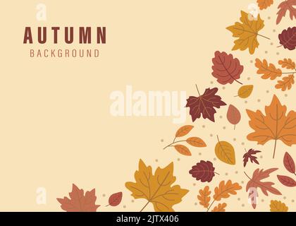 sfondo autunno beige con foglie situato nell'angolo destro Illustrazione Vettoriale
