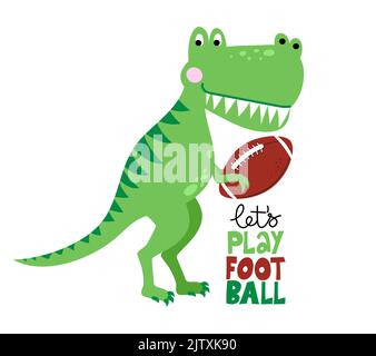 Giochiamo con il calcio - stampa dell'abito da calcio del bambino. Simpatico distintivo da calcio disegnato a mano con scritte a mano. Ideale per i vestiti dei bambini piccoli e per le squadre sportive Illustrazione Vettoriale