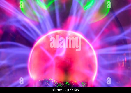 A beautiful shot of Plasma Static Electricity on a Tesla Sphere Stock Photo