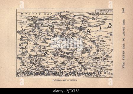 Mappa pittorica della Russia dal libro la storia della grande guerra; la storia completa degli eventi fino ad oggi DIPLOMATICI E DOCUMENTI DI STATO di Reynolds, Francis Joseph, 1867-1937; Churchill, Allen Leon; Miller, Francis Trevelyan, 1877-1959; Wood, Leonard, 1860-1927; Knight, Austin Melvin, 1854-1927; Palmer, Frederick, 1873-1958; Simonds, Frank Herbert, 1878-; Ruhl, Arthur Brown, 1876 - pubblicato nel 1920 Foto Stock