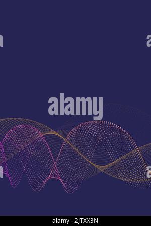 Sfondo viola astratto con linee ondulate in rosa e giallo utile per copertina, banner, brochure Illustrazione Vettoriale