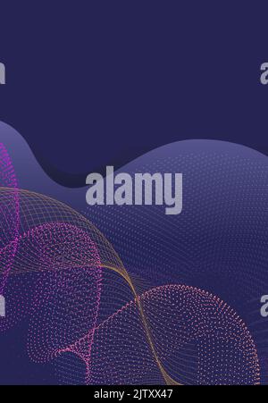 Sfondo viola astratto con linee ondulate in rosa e giallo utile per copertina, banner, brochure Illustrazione Vettoriale