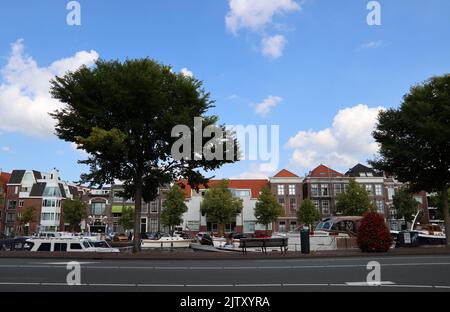 Splendida vista sulla città olandese. Haarlem, Paesi Bassi. Estate in Europa. Foto di architettura olandese. Foto Stock