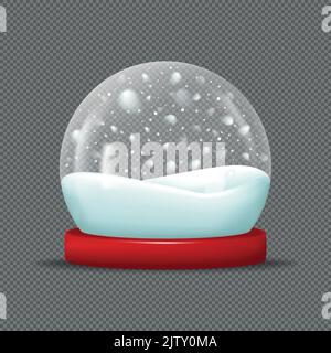 Vetro di Natale globo di neve. 3D rappresentazione vettoriale realistica Illustrazione Vettoriale
