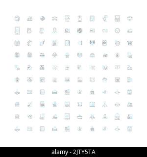 icone di manutenzione 24 ore su 24, segnaletica, simboli di contorno, illustrazione lineare concettuale collezione di linee Illustrazione Vettoriale