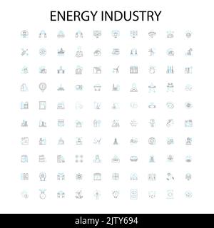 icone del settore energetico, insegne, simboli di contorno, illustrazione lineare concettuale collezione di linee Illustrazione Vettoriale