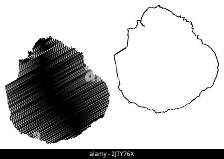 Isola di Marie-Galante (Guadalupa Dipartimento di oltremare e regione della Francia, Cenrtal America, isole caraibiche) illustrazione vettoriale della mappa, scricbble sketc Illustrazione Vettoriale