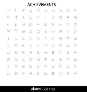 realizzazioni icone, segni, simboli di contorno, concetto di illustrazione lineare collezione di linee Illustrazione Vettoriale