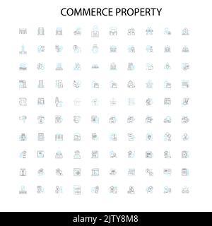 commercio icone di proprietà, segni, simboli di contorno, concetto di illustrazione lineare collezione di linee Illustrazione Vettoriale