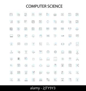 informatica icone, segni, simboli di contorno, concetto di illustrazione lineare collezione di linee Illustrazione Vettoriale