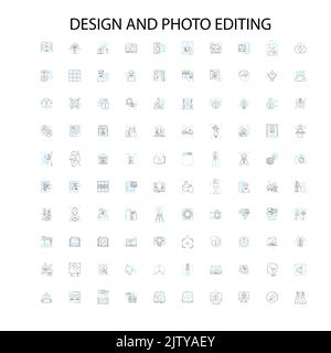 design e foto editing icone, segni, simboli di contorno, concept lineare illustrazione collezione di linee Illustrazione Vettoriale