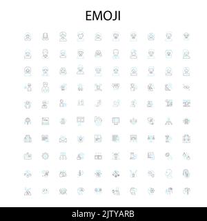 icone emoji, segni, simboli di contorno, concept lineare illustrazione collezione di linee Illustrazione Vettoriale