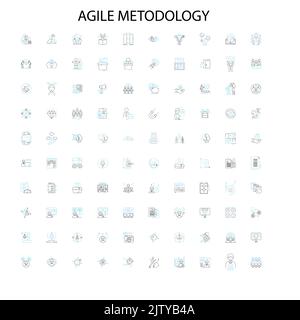 icone di metodologia agile, segni, simboli di contorno, linee di illustrazione lineari concettuali Illustrazione Vettoriale