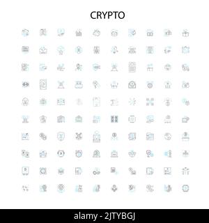 icone crypto, segni, simboli di contorno, linee di illustrazione lineari concettuali Illustrazione Vettoriale