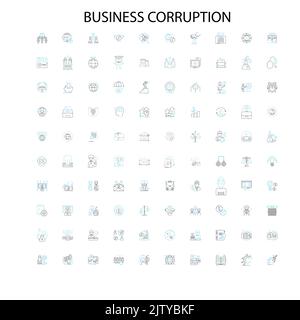 icone di corruzione aziendale, segni, simboli di contorno, concetto di illustrazione lineare collezione di linee Illustrazione Vettoriale