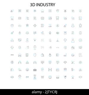 3d icone del settore, insegne, simboli di contorno, concetto di illustrazione lineare collezione di linee Illustrazione Vettoriale