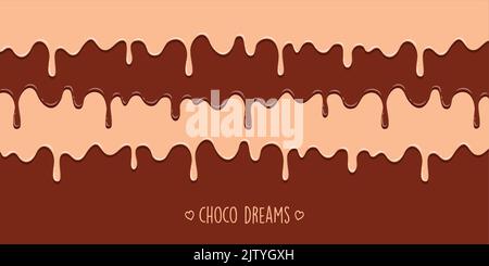 dolce gustoso fondente cioccolato glassa sfondo choco sogni Illustrazione Vettoriale