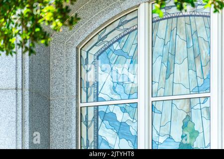 Vetrata del Tempio di San Antonio LDS Foto Stock