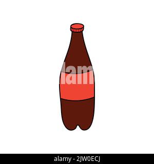 Limonata colorata disegnata a mano in bottiglia isolata su fondo bianco. Illustrazione Vettoriale