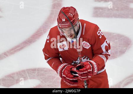 Trinec, Repubblica Ceca. 02nd Set, 2022. Marko Dano (Trinec) festeggia il 2nd° gol durante la Champions Hockey League, Gruppo H, partita HC Ocelari Trinec vs Belfast Giants, il 2 settembre 2022, a Trinec, Repubblica Ceca. Credit: Jaroslav Ozana/CTK Photo/Alamy Live News Foto Stock