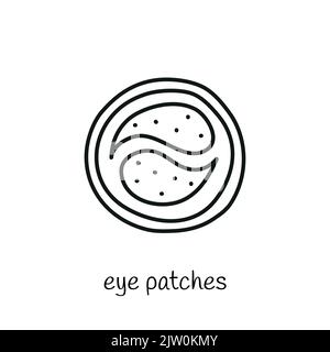 Doodle contorno occhi cosmetici patch isolati su sfondo bianco. Illustrazione Vettoriale