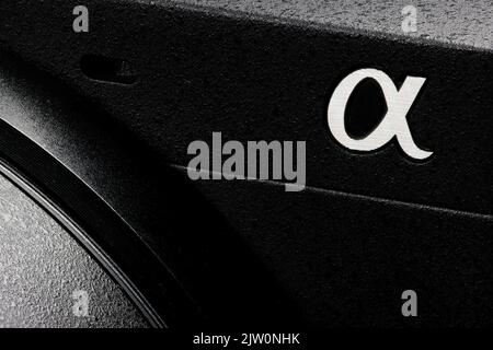 Branding Alpha sulla fotocamera Sony Alpha 6400 Foto Stock