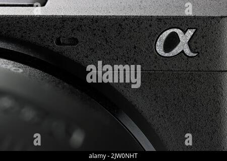 Branding Alpha sulla fotocamera Sony Alpha 6400 Foto Stock