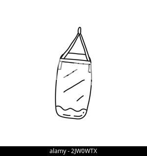 Doodle contorno sacchetto punzonatura isolato su sfondo bianco. Illustrazione Vettoriale