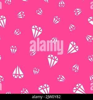 Motivo rosa senza cuciture con diamanti bianco doodle. Illustrazione Vettoriale