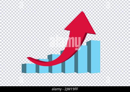 Frecce rosse curve astratte. Grafici concettuali creativi dei movimenti di mercato, infografiche.freccia rossa della curva di tendenza su trasparente. Scambio di notizie di azioni impulso Illustrazione Vettoriale