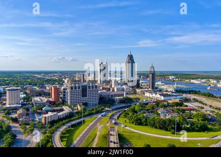 Centro di Mobile, Alabama skyline lungomare Foto Stock