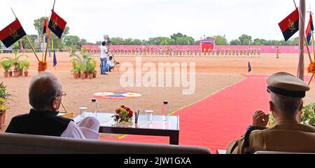 Beawar, Rajasthan, India. 2nd Set, 2022. Rajasthan Capo ministro Ashok Gehlot durante la cerimonia della Parata delle Convocazioni all'Accademia di polizia Rajasthan a Jaipur. (Credit Image: © Sumit Saraswat/Pacific Press via ZUMA Press Wire) Credit: ZUMA Press, Inc./Alamy Live News Foto Stock