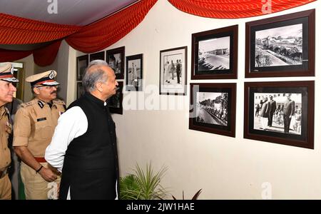 Beawar, Rajasthan, India. 2nd Set, 2022. Rajasthan Capo ministro Ashok Gehlot durante la cerimonia della Parata delle Convocazioni all'Accademia di polizia Rajasthan a Jaipur. (Credit Image: © Sumit Saraswat/Pacific Press via ZUMA Press Wire) Credit: ZUMA Press, Inc./Alamy Live News Foto Stock