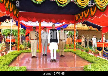 Beawar, Rajasthan, India. 2nd Set, 2022. Rajasthan Capo ministro Ashok Gehlot durante la cerimonia della Parata delle Convocazioni all'Accademia di polizia Rajasthan a Jaipur. (Credit Image: © Sumit Saraswat/Pacific Press via ZUMA Press Wire) Credit: ZUMA Press, Inc./Alamy Live News Foto Stock