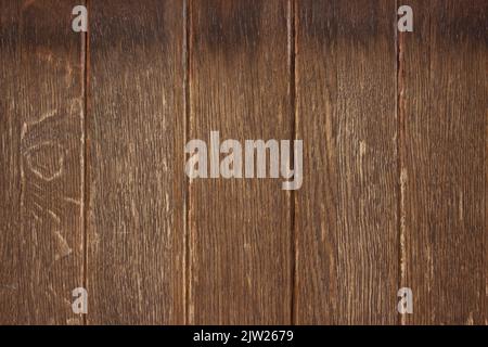 Vecchio grunge sfondo di legno scuro testurizzato, la superficie del vecchio struttura in legno marrone, pannelli in legno di teak marrone con vista dall'alto Foto Stock