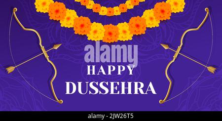 felice dussehra orizzontale banner illustrazione Illustrazione Vettoriale